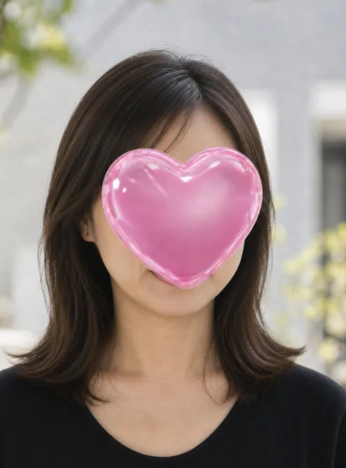 スタンプで顔全体を隠す写真の例